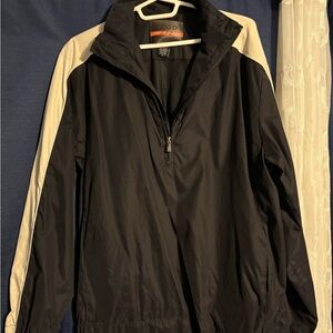 IZOD Men's Black and White 1/4 zip Windbreaker